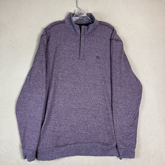 Travis Mathew Sweater Mens XXL Purple Golf Knit Long Sleeve Pockets Preppy - Picture 1 of 10